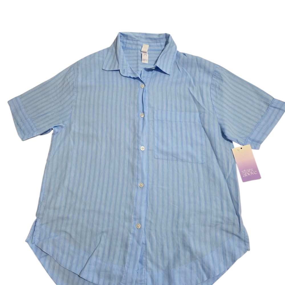 Stars Above Blue Casual Button Down Shirt